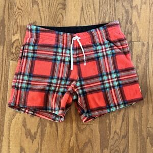Chubbies Shorts Mens M Red Plaid Fleece Lounge Drawstring Waist Cozy Pockets